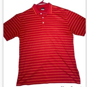 Nike Golf Dri-Fit Tech Core Stripe Polo Shirt Men Size XL Red Orange